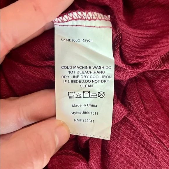 SUZANNE BETRO weekend | NWOT Maroon Embroidered Peasant Blouse (L) - Picture 8 of 10